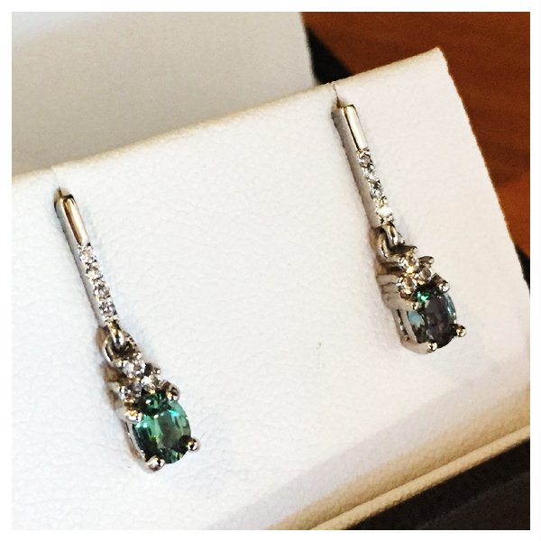 Custom Alexandrite and Diamond Earrings