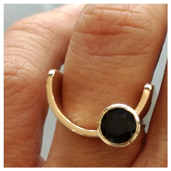 Custom Black Sapphire C Stone Ring