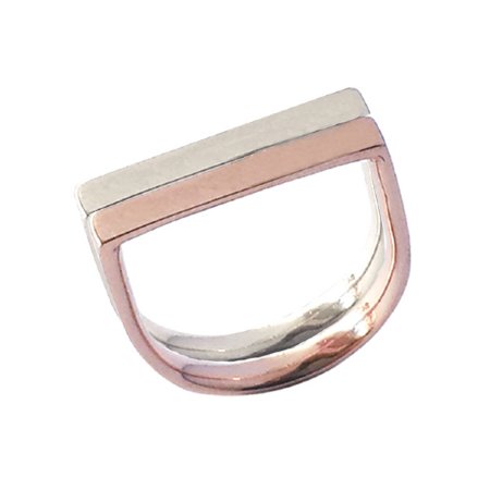 Cradle Rings Stacked - Rose + White gold