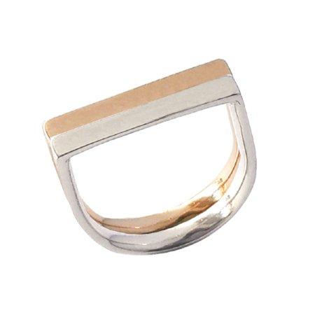 Cradle Rings Stacked - Yellow + White gold