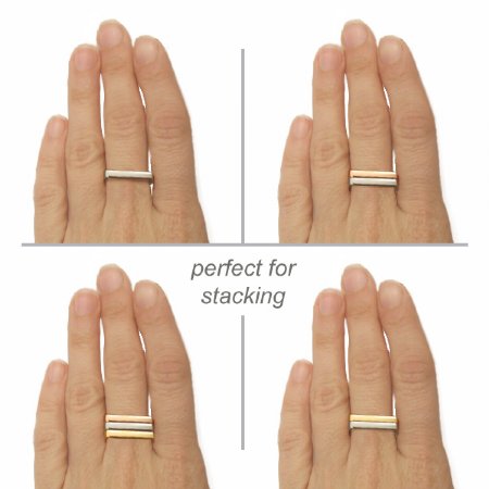 Cradle Rings Stacked - Yellow + White + Rose Gold
