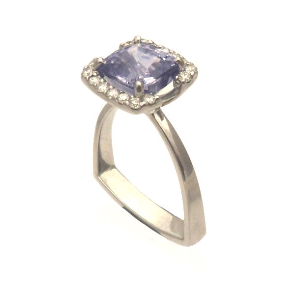 Custom 'Halo' Sapphire Engagement Ring