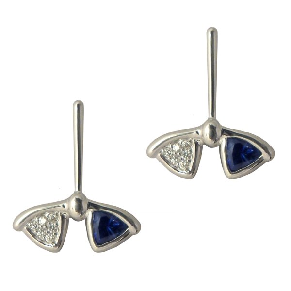 Custom Sapphire and Diamond Bow earrings
