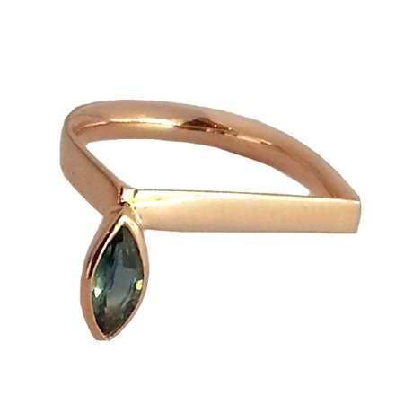 Cradle Rose Gold & Marquise Sapphire Ring Size O - In Stock