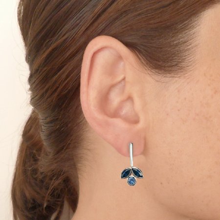 Lunar Earrings - White gold + Blue Sapphire