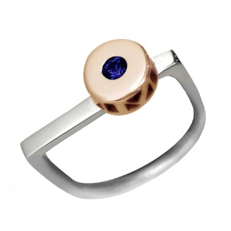 2018 Milestone Ring  - Two Tone Rose - Blue Sapphire