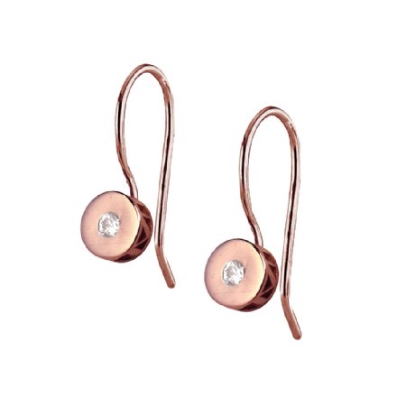 Milestone Hook Earrings  - Rose Gold - Diamonds