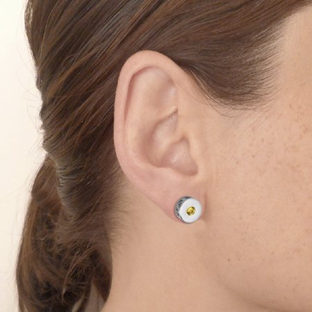 Milestone Earrings  - Sterling Silver - Yellow Sapphire