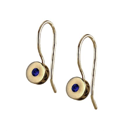 Milestone Hook Earrings  - Yellow Gold - Blue Sapphire