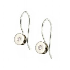 Milestone Hook Earrings  - Silver - Diamonds