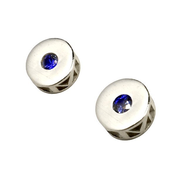 Milestone Earrings  - Sterling Silver - Blue Sapphire