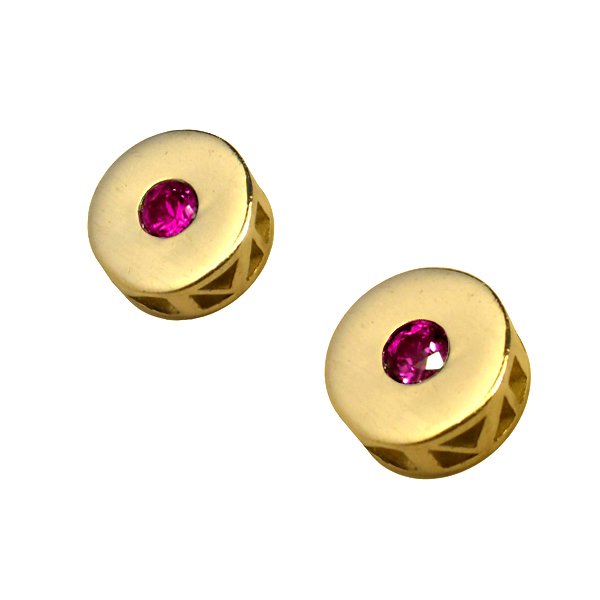 Milestone Earrings  - Yellow Gold - Pink Sapphire