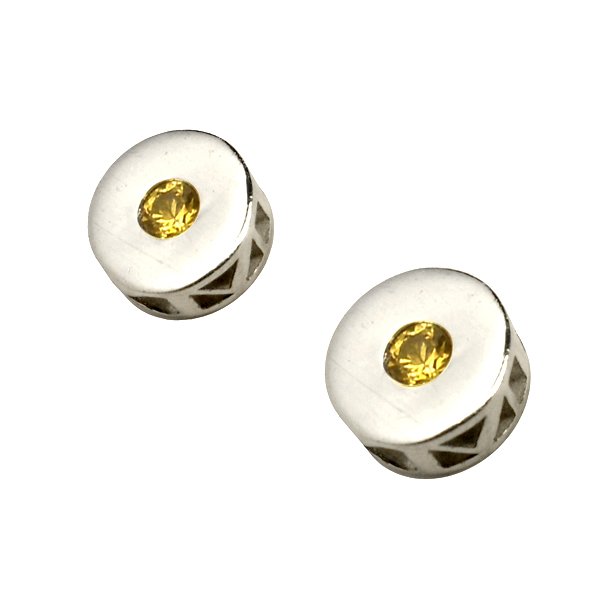 Milestone Earrings  - Sterling Silver - Yellow Sapphire