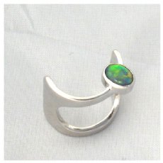 C Stone Ring with Opal