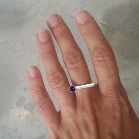 Cradle Silver & Blue Sapphire Ring