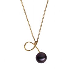 Serpent Black Pearl Pendant in Yellow Gold