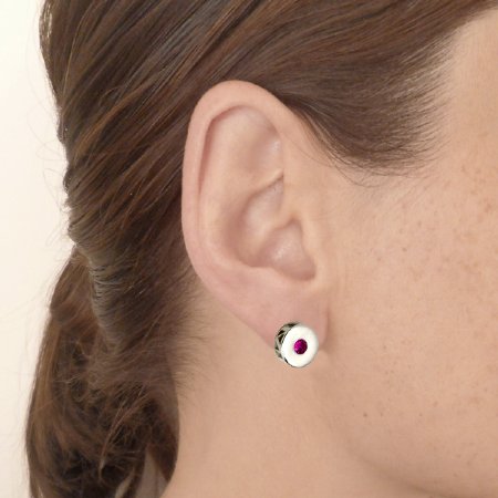 Milestone Earrings  - Whitegold - Pink Sapphire