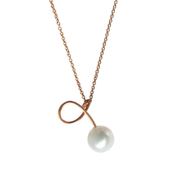 Serpent White Pearl Pendant in Rose Gold