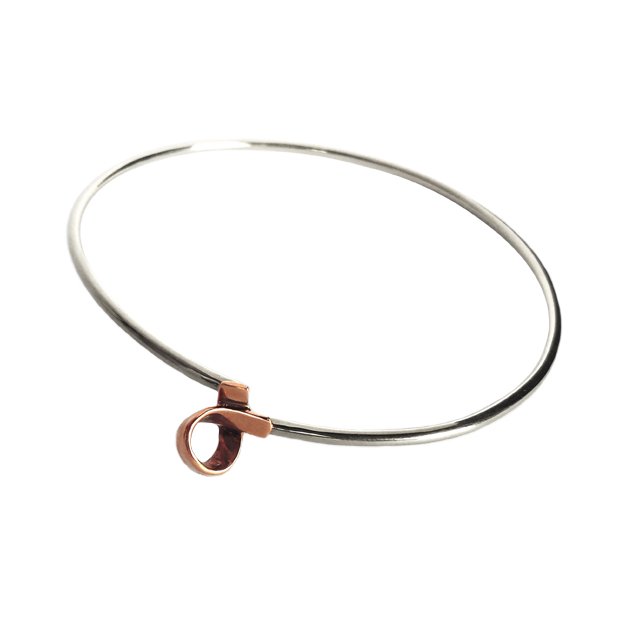 Woven Bangle in Silver and Rose Gold