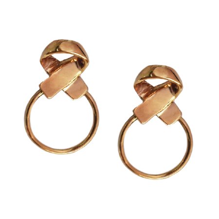 Woven Hoop Earrings in Rose Gold - In Stock
