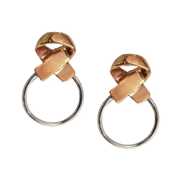 Woven Hoop Earrings in Silver and Rose Gold