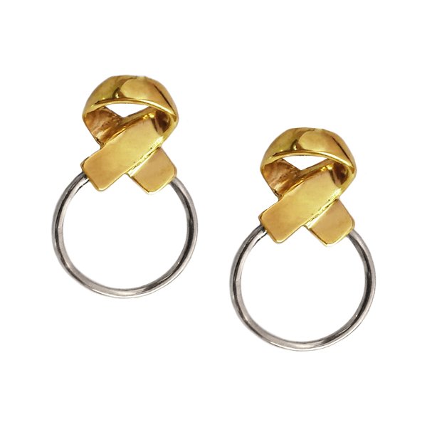 Woven Hoop Earrings in Silver and Yellow Gold
