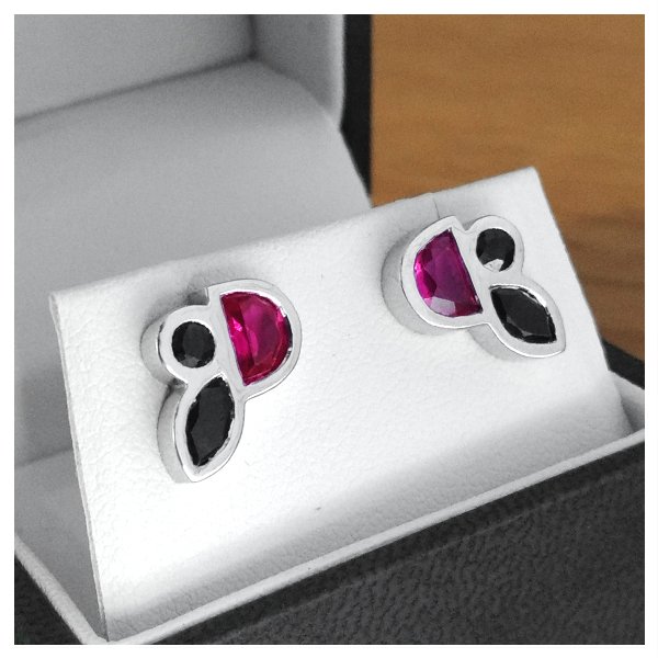 Ruby and Black Sapphire Earrings