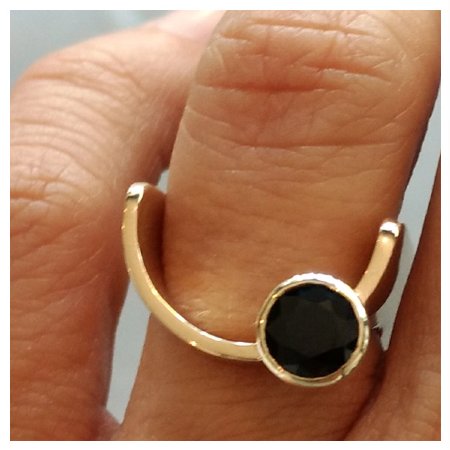 Custom Black Sapphire C Stone Ring