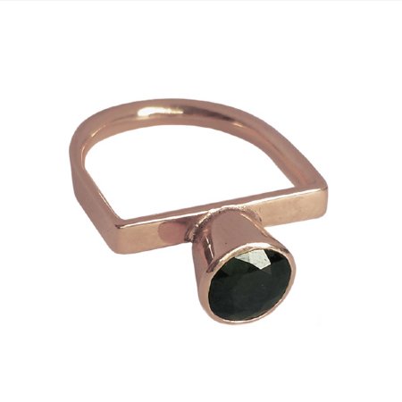 Centre Cradle with Black Sapphire in Rose Gold