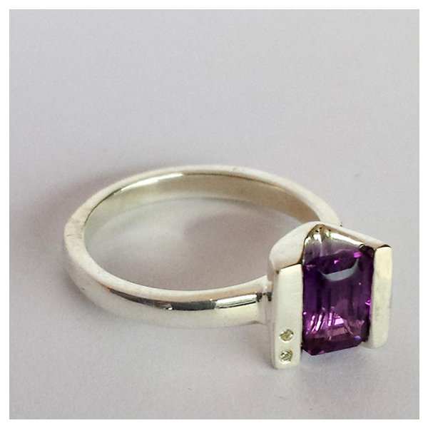 Custom Amethyst and Diamond  Ring