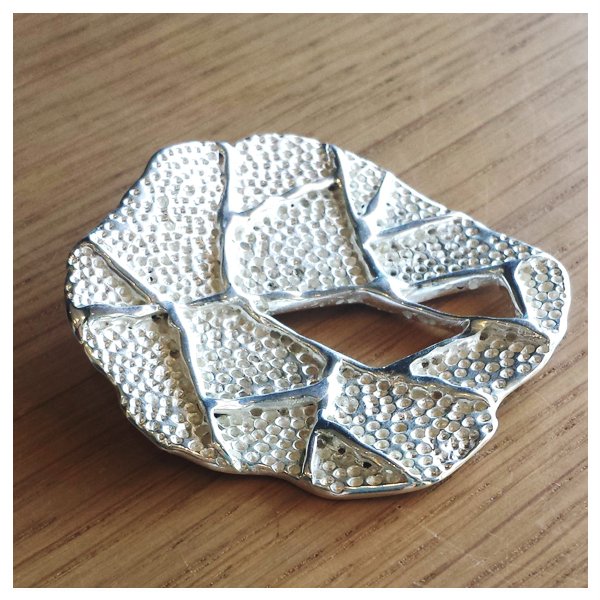 Custom Silver Textured Brooch