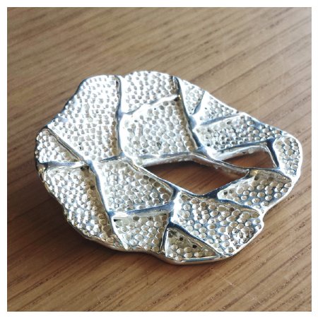 Custom Silver Textured Brooch