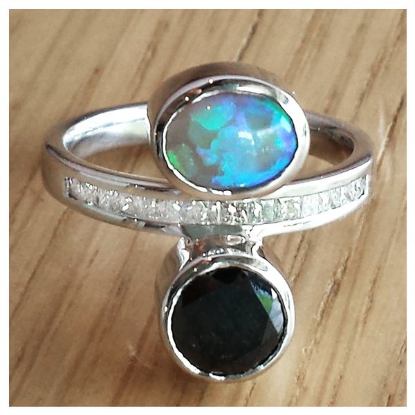 Custom Opal and Sapphire Ring