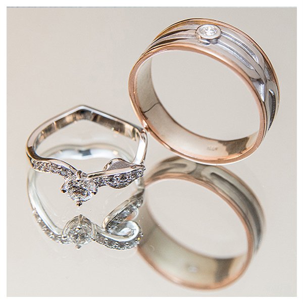 Custom White and Rose Gold Rings