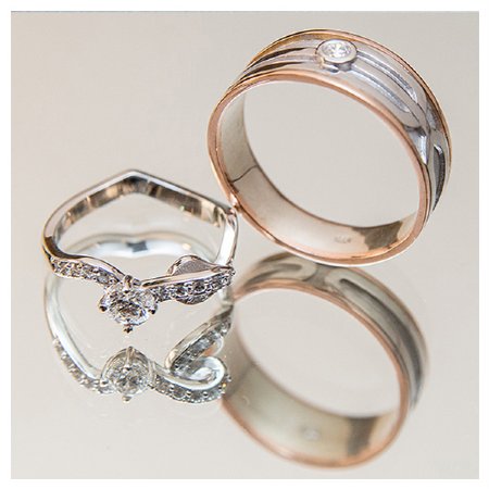 Custom White and Rose Gold Rings