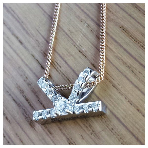 Custom Gold Letter Pendant with Diamonds