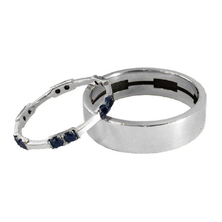 Echo H Wedding Set - Blue Sapphires