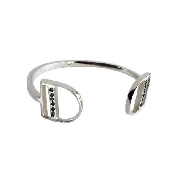 Liberty Cuff Bangle with Black Diamonds