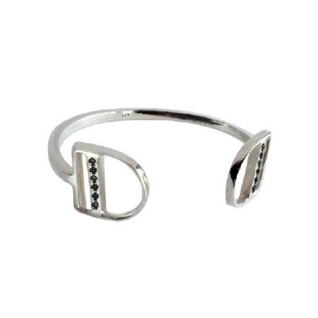 Liberty Cuff Bangle with Black Diamonds