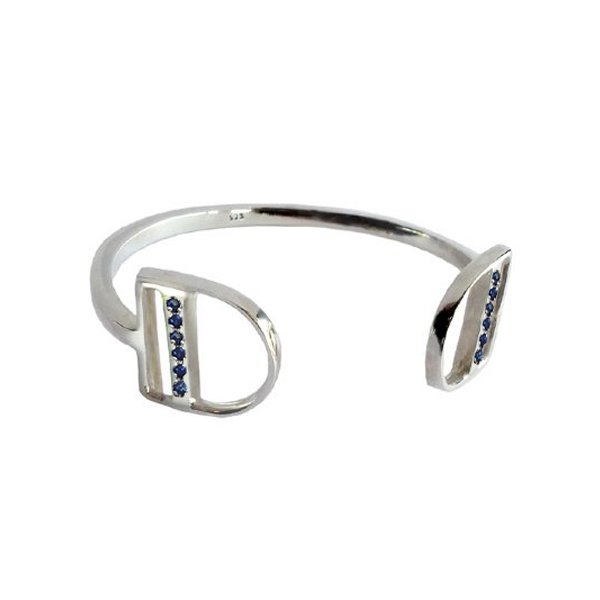 Liberty Cuff Bangle with Blue Sapphires