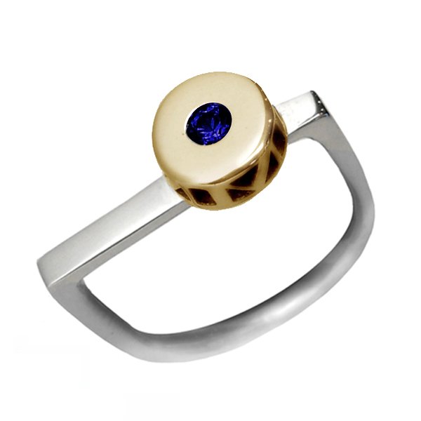2018 Milestone Ring  - Two Tone Gold - Blue Sapphire