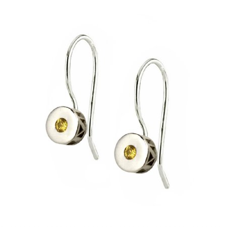 Milestone Hook Earrings  - Silver - Yellow Sapphires