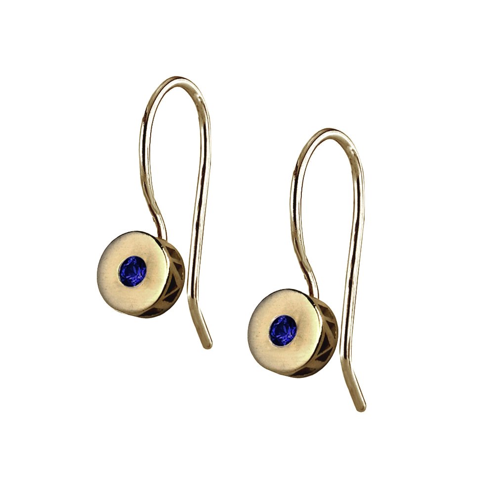Milestone Hook Earrings - Yellow Gold - Blue Sapphire