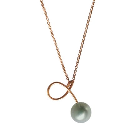 Serpent Grey Pearl Pendant in Rose Gold