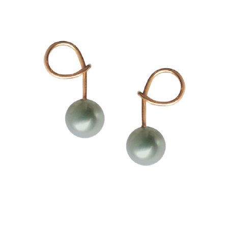 Serpent Grey Pearl Earrings in Rose Gold