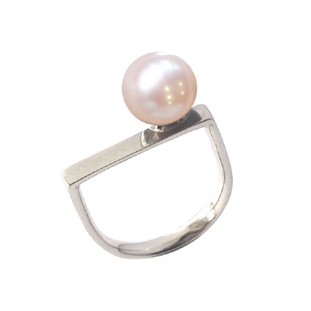 Cradle Pink Pearl Ring - Sterling Silver