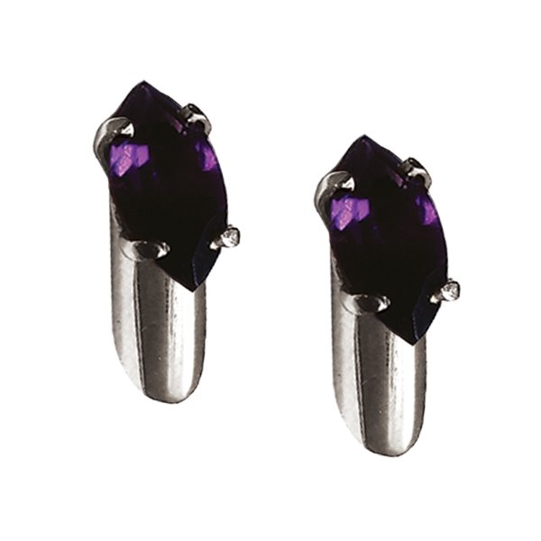 Silver Stem Gem Studs with Amethyst