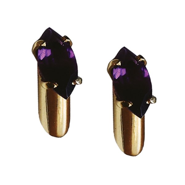 Yellow Gold Stem Gem Studs with Amethyst