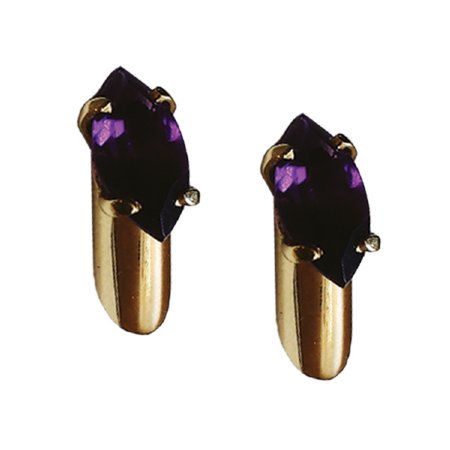 Yellow Gold Stem Gem Studs with Amethyst