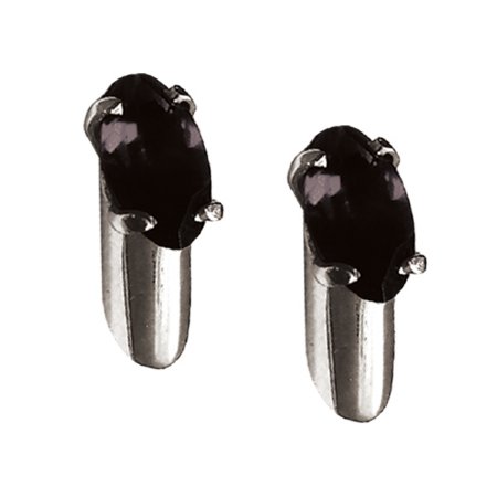 Silver Stem Gem Studs with Black Saphire